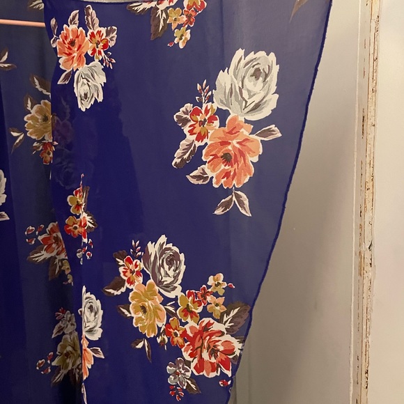 NWT LulaRoe Shirley Long Kimono Jacket Sheer Unicorn Floral Print Blue Sz Small - Picture 4 of 6